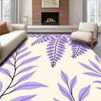 Purple Botanical Leaf Pattern Rug