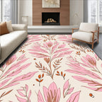 Pink Floral Botanical Pattern Rug
