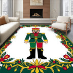Festive Green Red Nutcracker Garland Rug