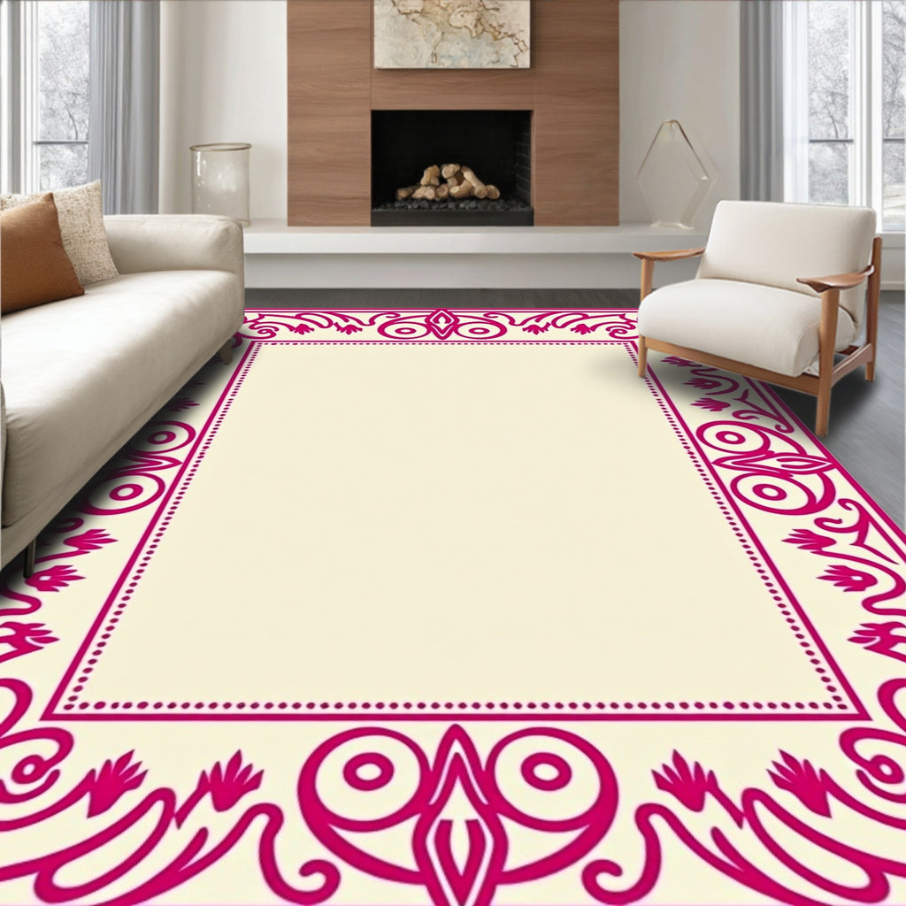 Ornate Scrollwork Detailed Frame Rug