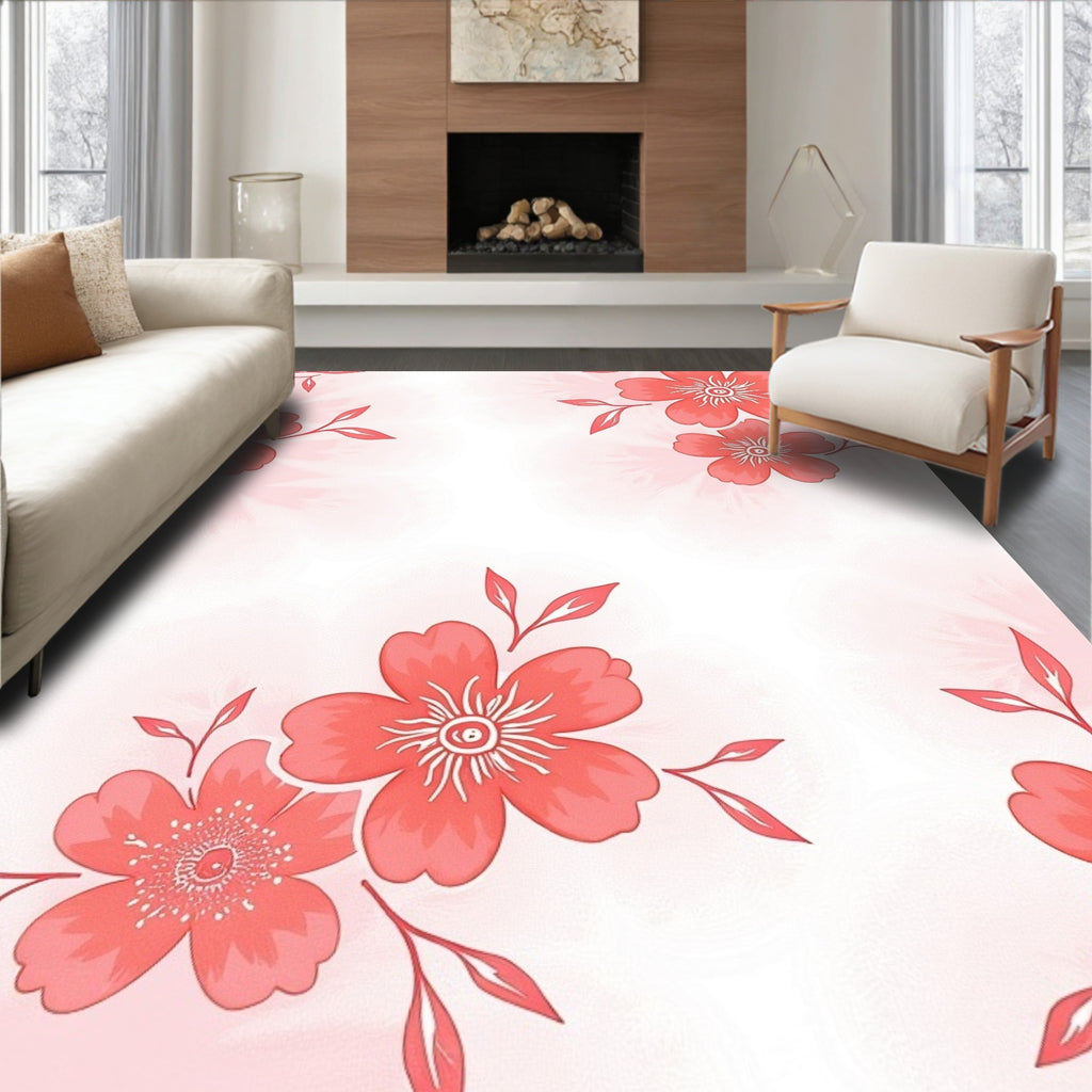 Coral Floral Pattern Design Rug