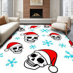 Festive Red Santa Skull Snowflake Rug