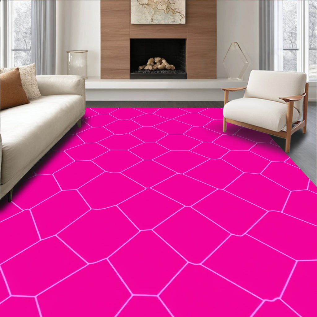 Pink Geometric Mosaic Pattern Rug