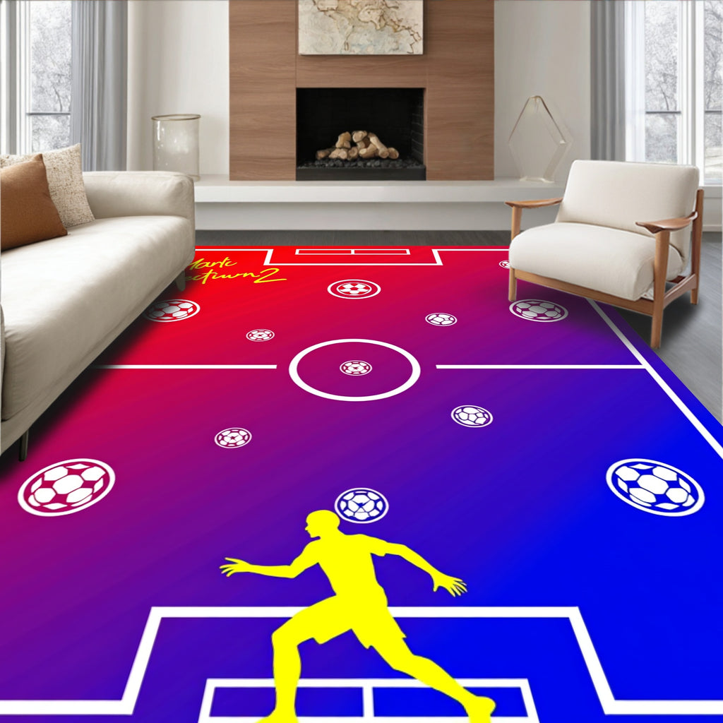 Soccer Field Red Blue Gradient Rug