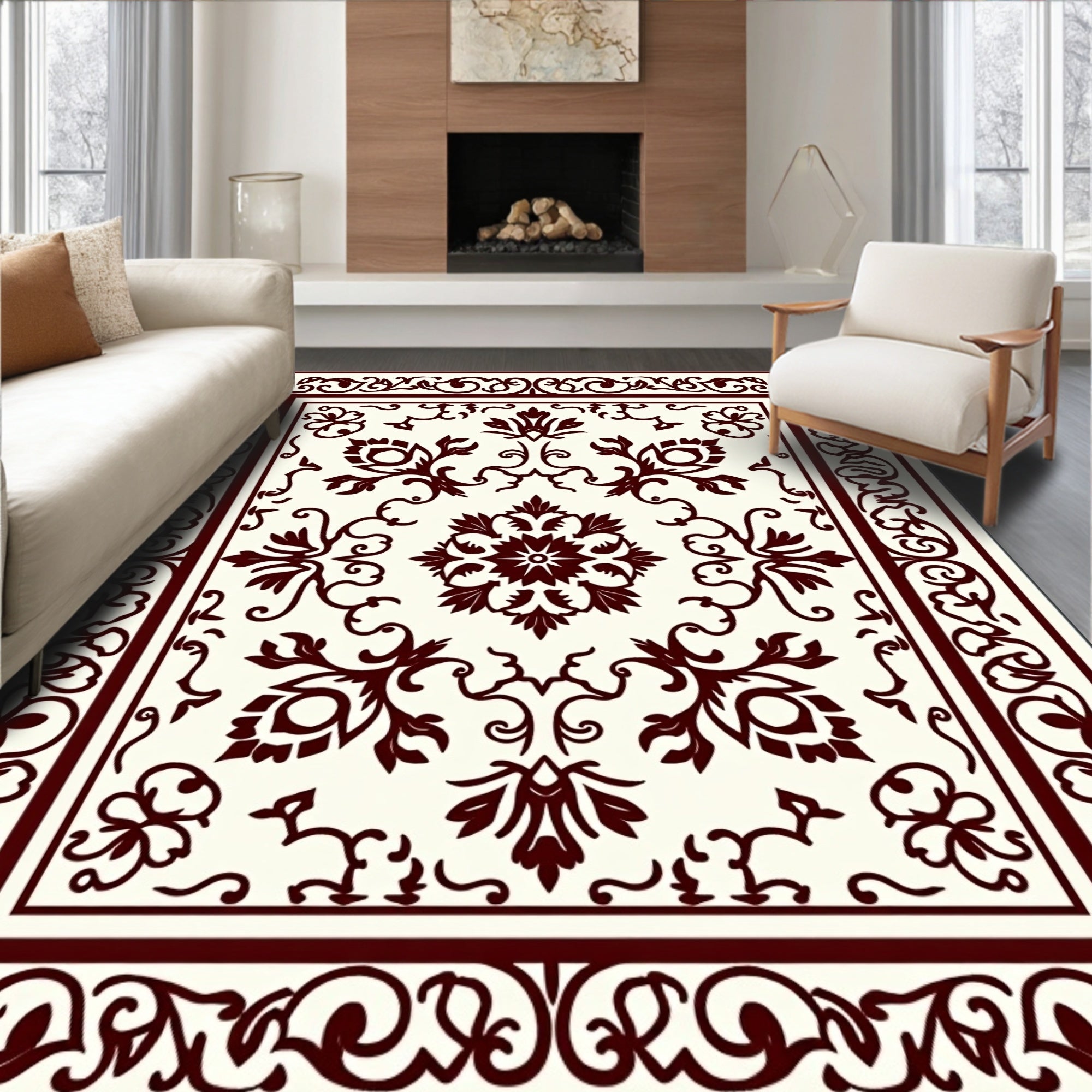 Ornate Floral Medallion Pattern Design Rug