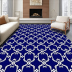 Classic Blue White Chain Pattern Rug