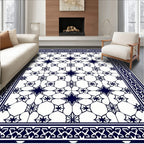 Classic Navy Star Geometric Pattern Rug