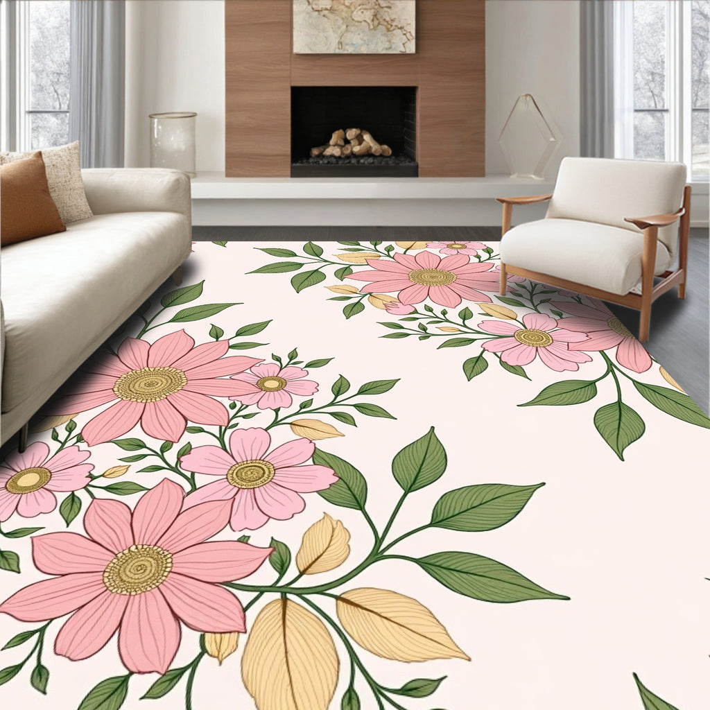 Pink Floral Bouquet Pattern Rug