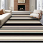 Classic Black Cream Stripe Design Rug