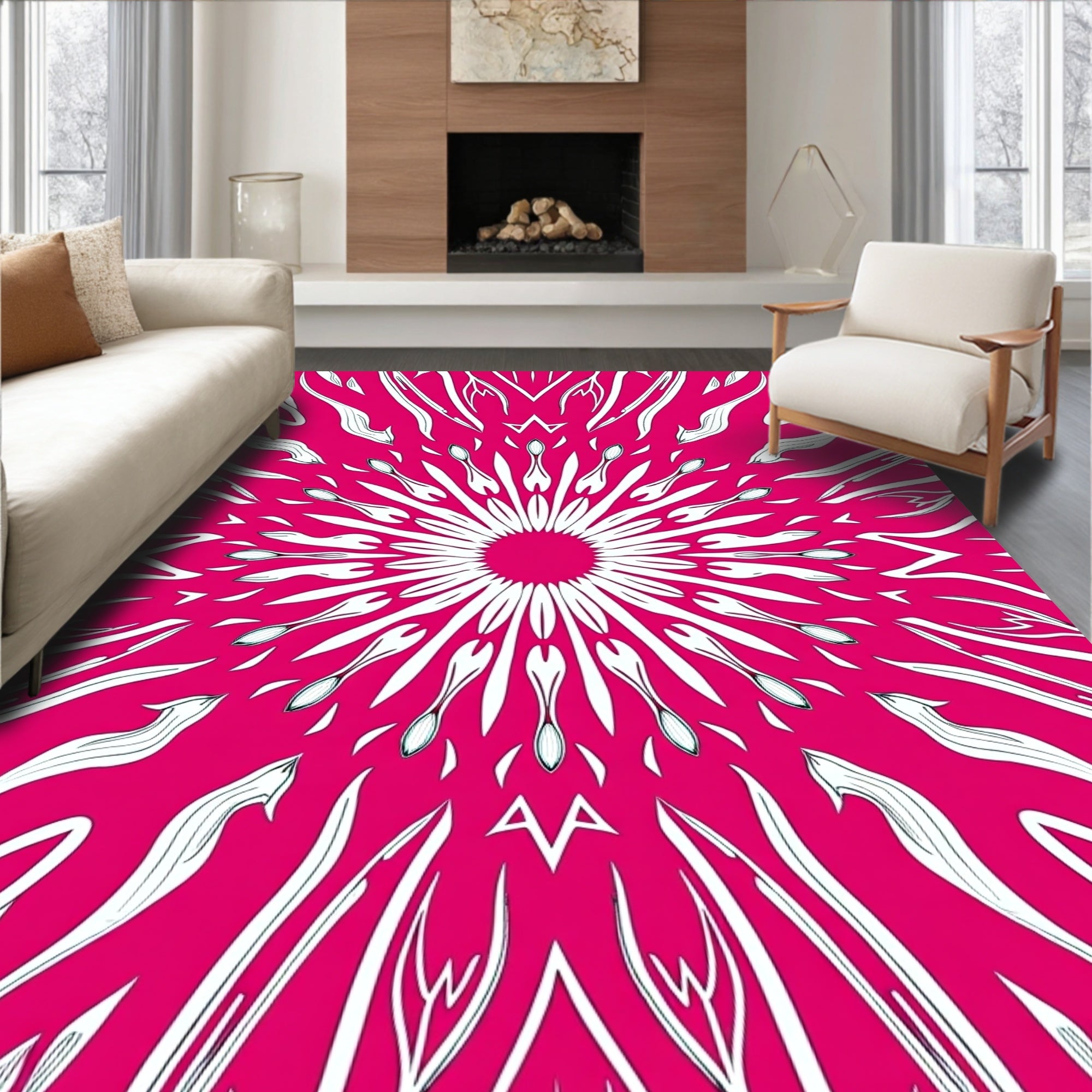 Radiant Sunburst Pattern Art Rug