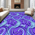 Abstract Swirls Waves Purple Blue Rug