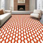 Modern Red Hexagonal Pattern Rug