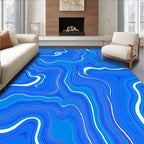 Abstract Blue Swirl Flow Design Rug