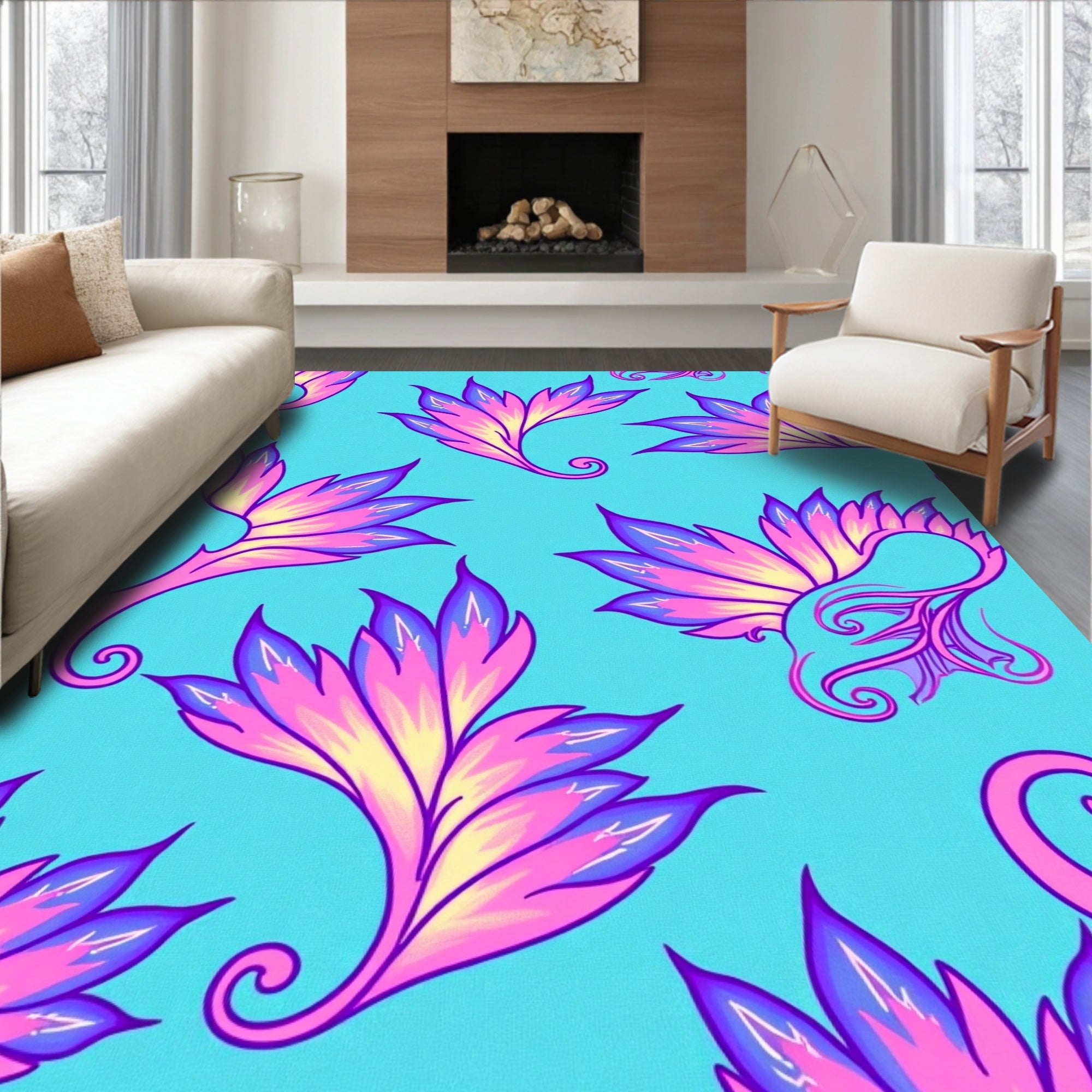 Floral Swirl Pattern Rug