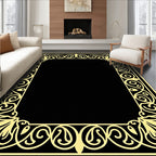Elegant Yellow Floral Scroll Border Rug