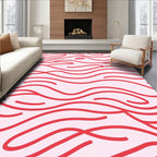 Abstract Red Wavy Lines Pattern Rug