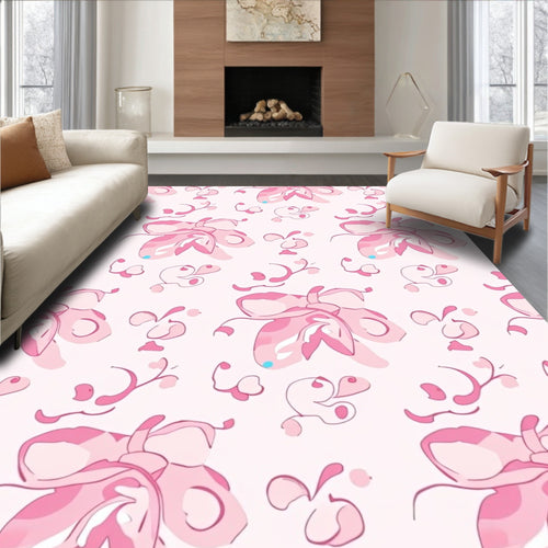 Abstract Pink Watercolor Flower Pattern Rug