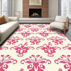 Eclectic Pink Cream Floral Motif Rug