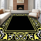 Elegant Yellow and White Floral Border Rug