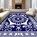 Classic Blue White Mandala Pattern Rug