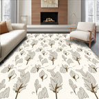 Elegant Feather And Leaf Pattern Rug