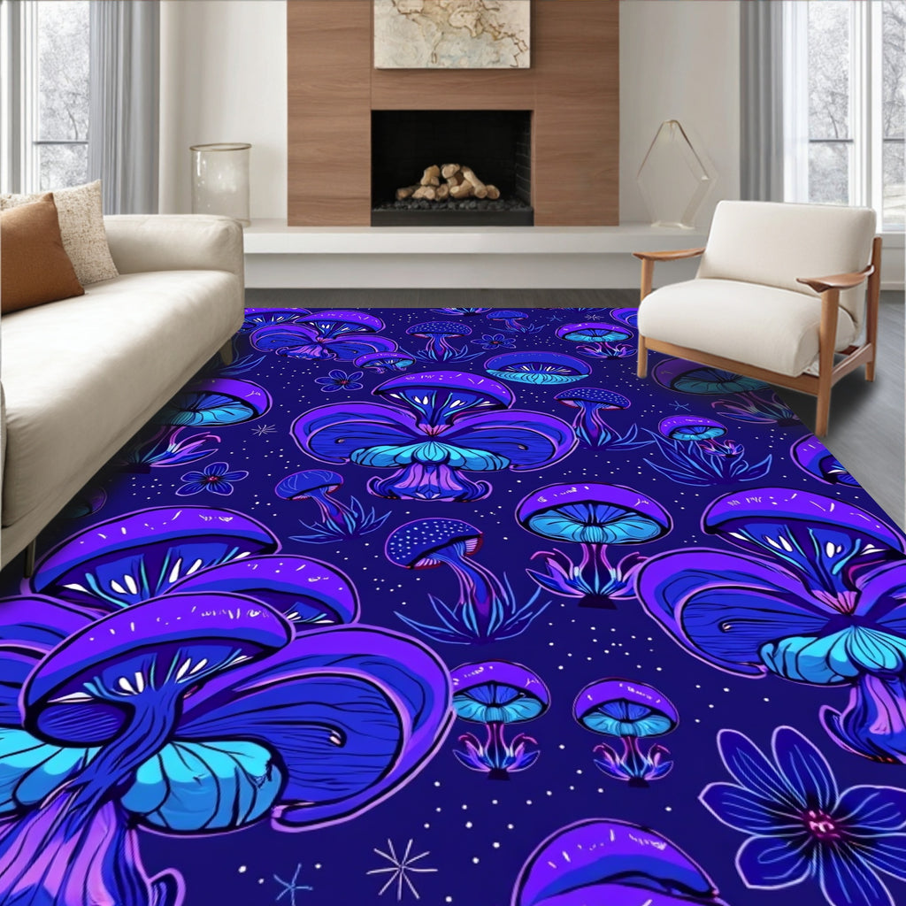 Psychedelic Mushroom Star Pattern Rug
