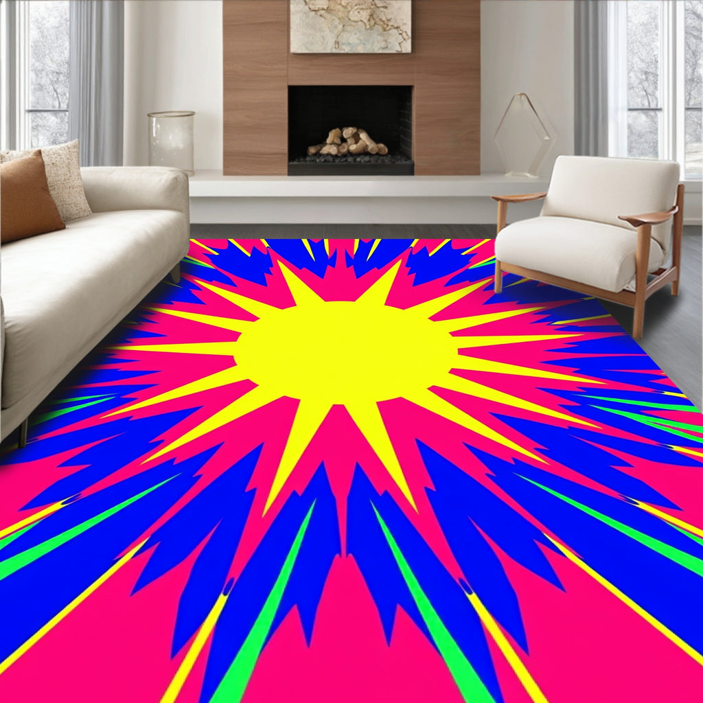 Vibrant Graphic Sunburst Explosion Rug