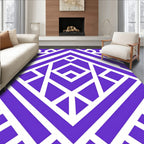 Geometric Purple White Linear Pattern Rug