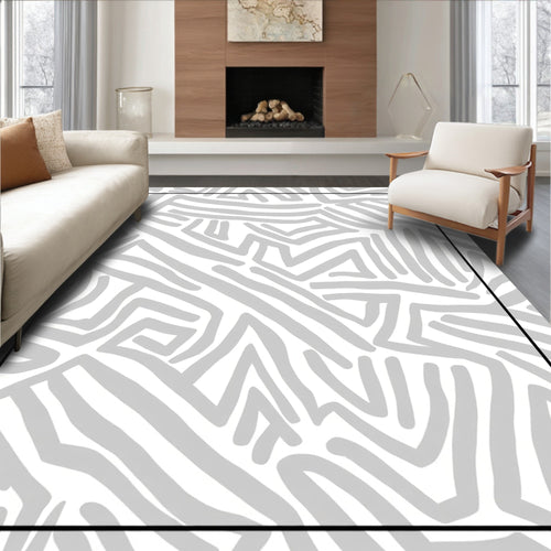 Abstract Grey Linear Pattern Rug