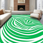 Bold Green Swirl Dynamic Pattern Rug