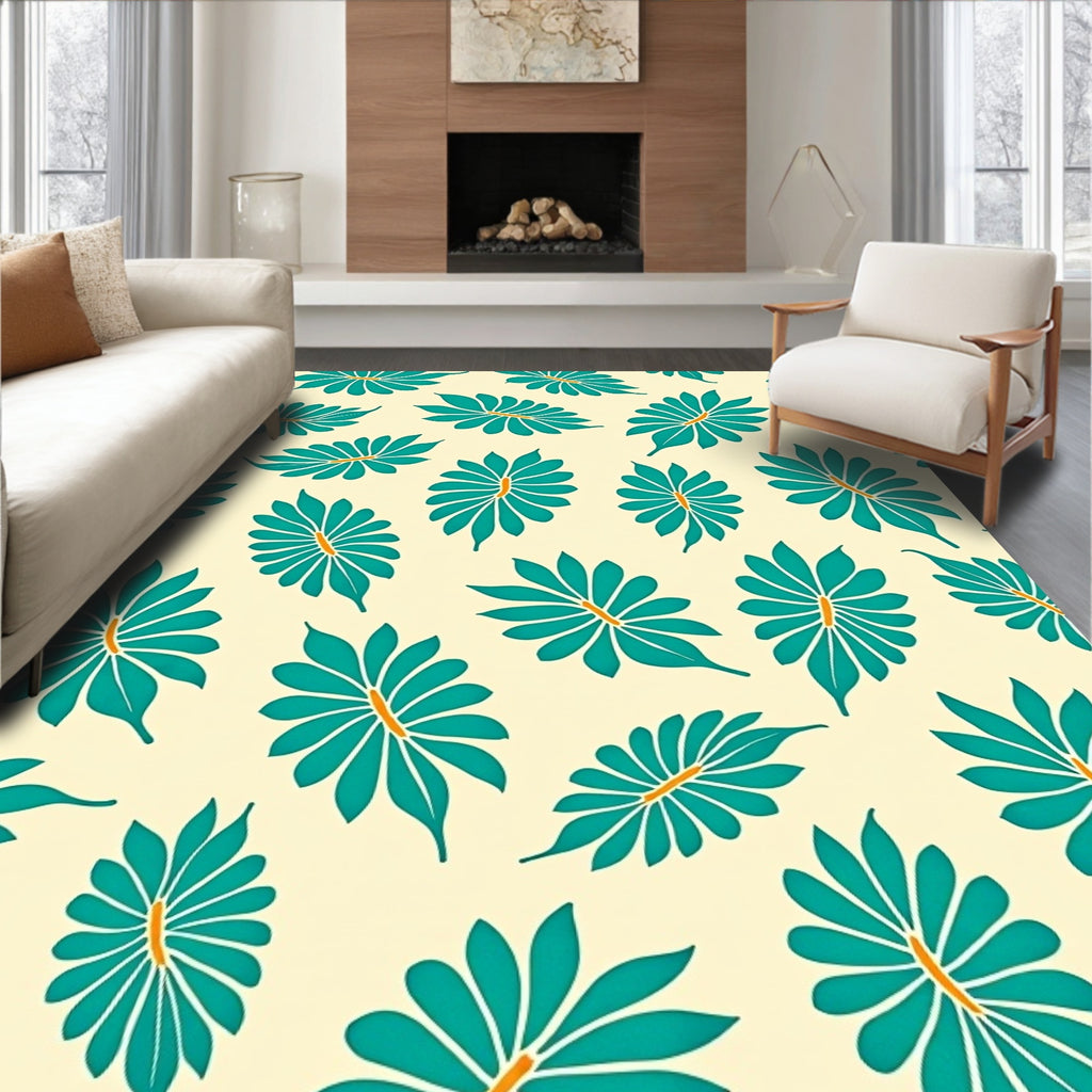 Tropical Leaf Pattern Rug