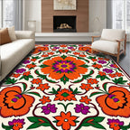 Vibrant Floral Patterned Textile-Inspired Rug