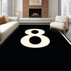 Bold Black Cream Number 8 Rug
