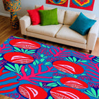 Bold Coral Citrus Pattern Rug