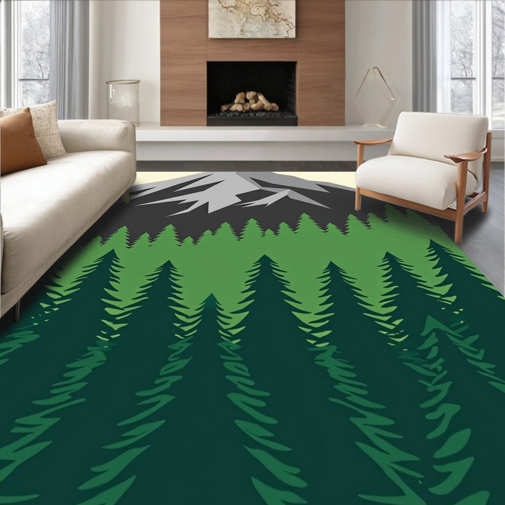 Forest Mountain Landscape Pattern Rug