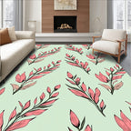 Coral Branch Pattern With Sage Background Rug