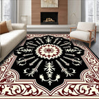 Elegant Floral Medallion Cream Rust Rug