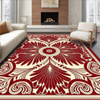 Crimson Floral Art Nouveau Rug