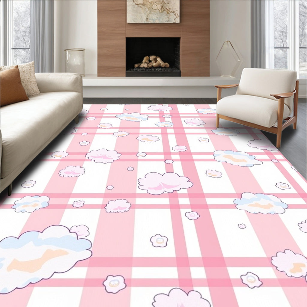 Pink Cloud Stripe Pattern Rug
