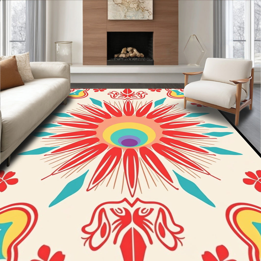 Radiant Floral Jewel Tone Medallion Rug