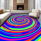 Vibrant Rainbow Swirl Pattern Rug