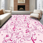 Elegant Pink Flowing Abstract Pattern Rug