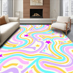 Pastel Swirl Star Pattern Rug
