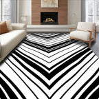 Bold Black White Chevron Pattern Rug