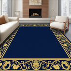 Ornate Floral Scrollwork Border Rug