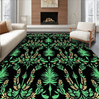 Emerald Green Botanical Damask Rug