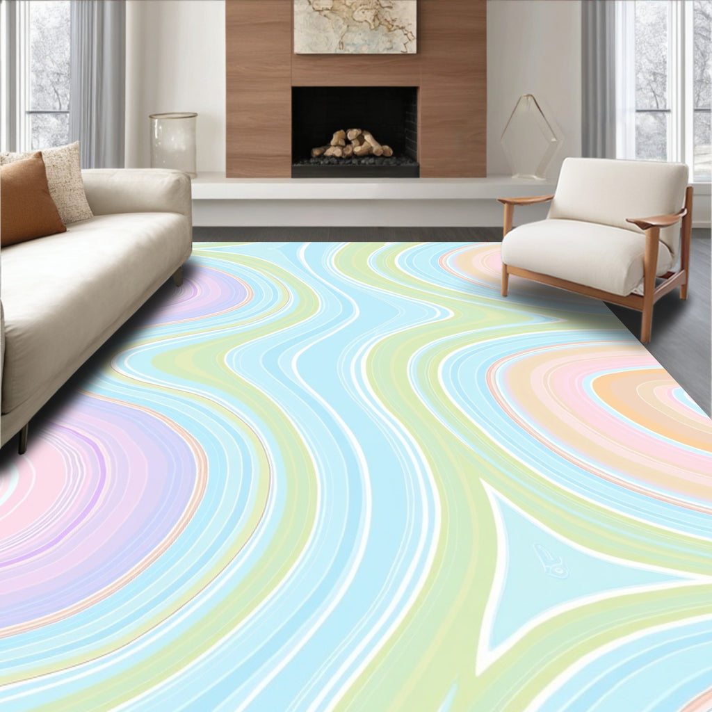 Soft Pastel Swirl Abstract Pattern Rug