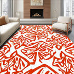 Bold Red Floral Abstract Pattern Rug