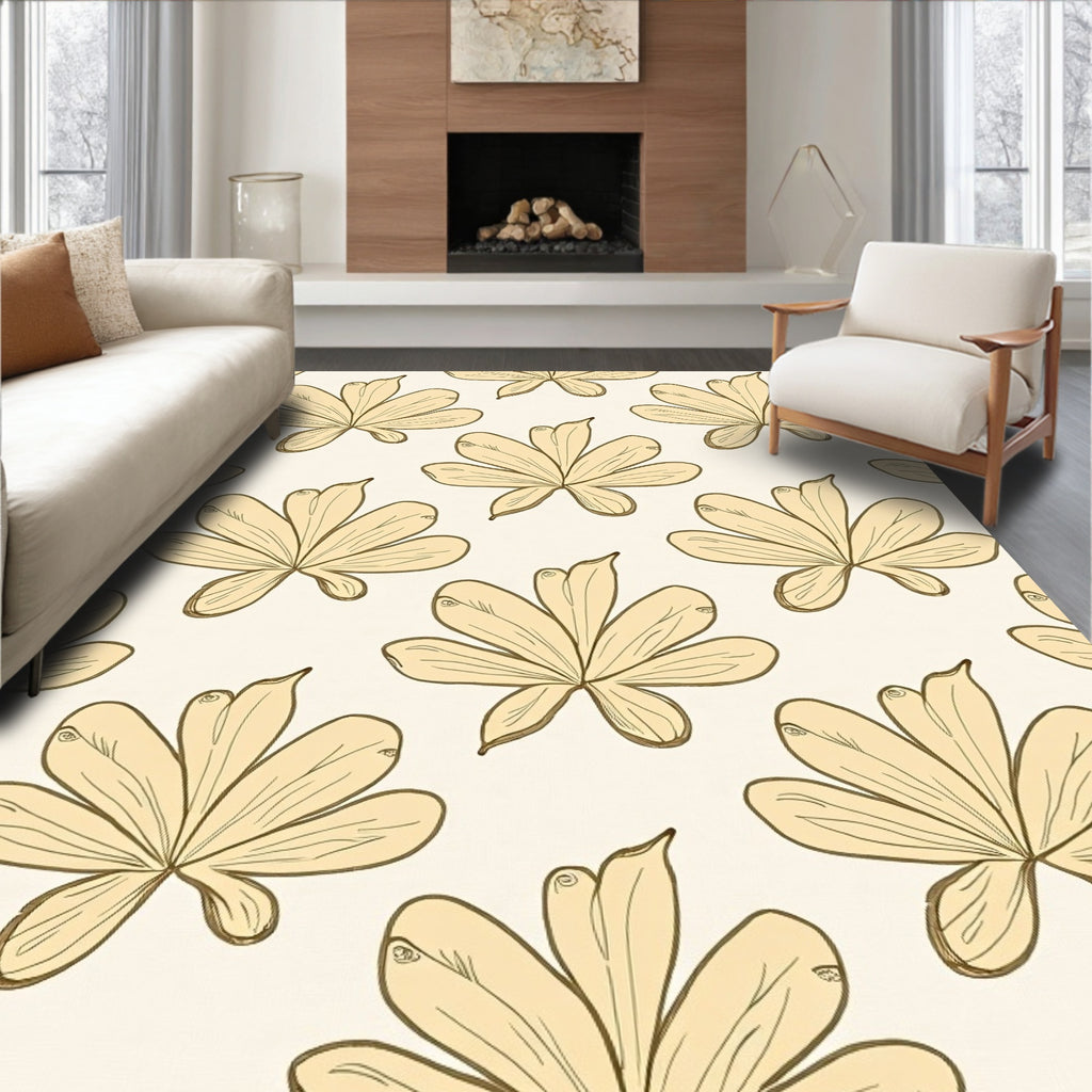 Pale Yellow Blossom Pattern Rug