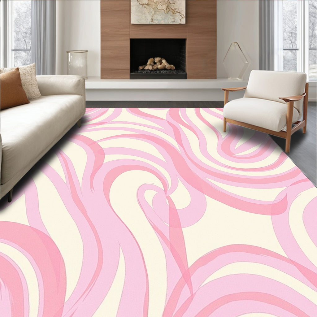 Pink Swirls Abstract Pattern Rug
